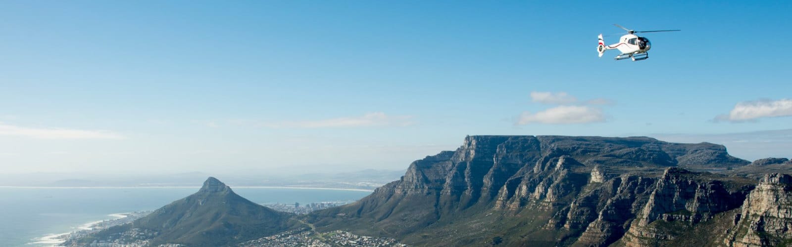 Aerial view of Cape Peninsula from helicopter ride in Cape Town